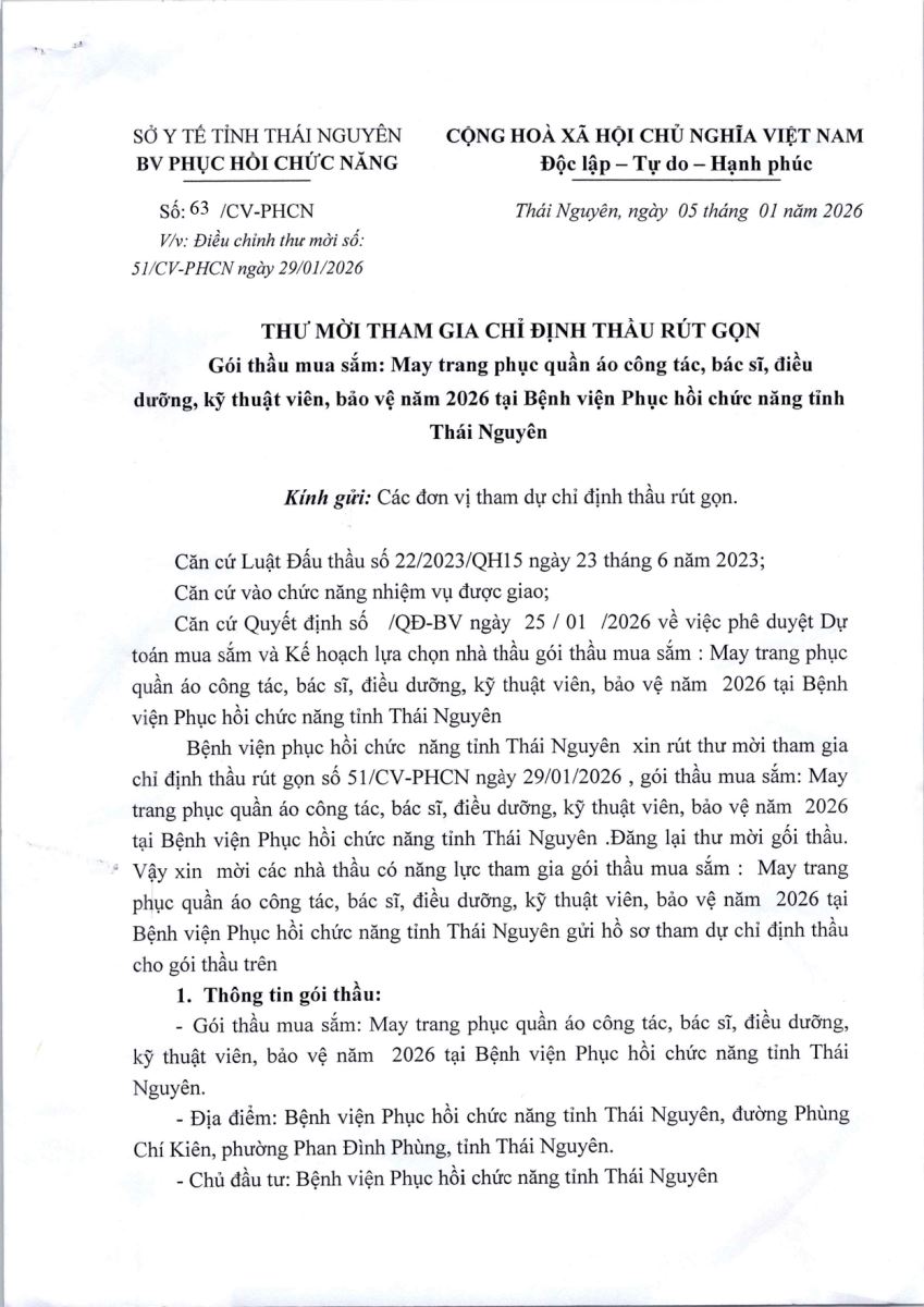 Về việc điều chỉnh thư mời số 51/CV-PHCN ngày 29/1/2026